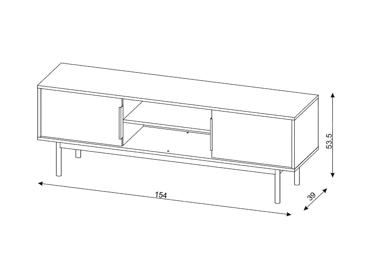 Mueble de TV con 2 puertas y 2 estantes - Negro - DABRIANA