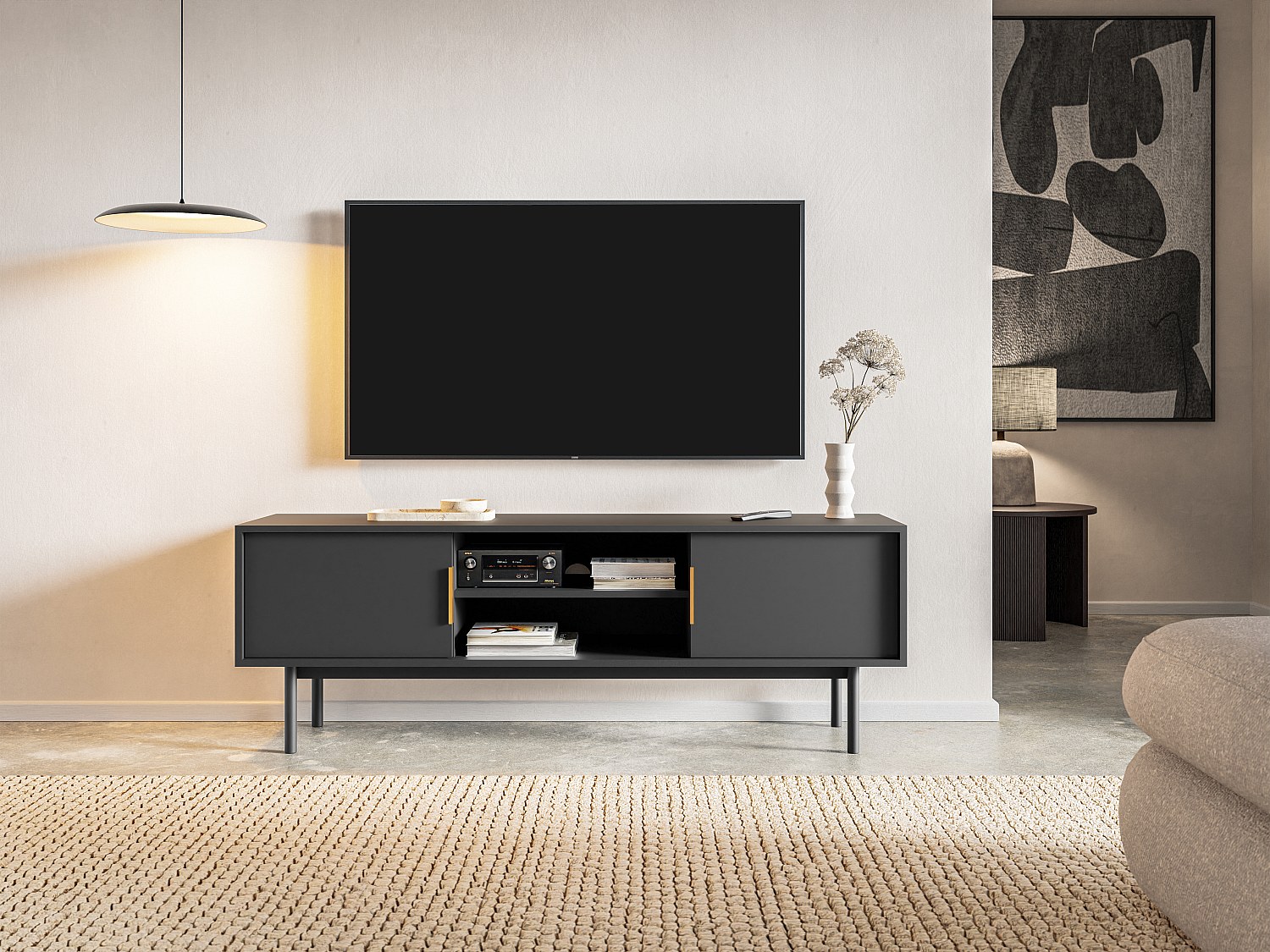 Vente-unique Tv-Möbel Mit 2 Türen & 2 Ablagefächern - Schwarz - Dabriana