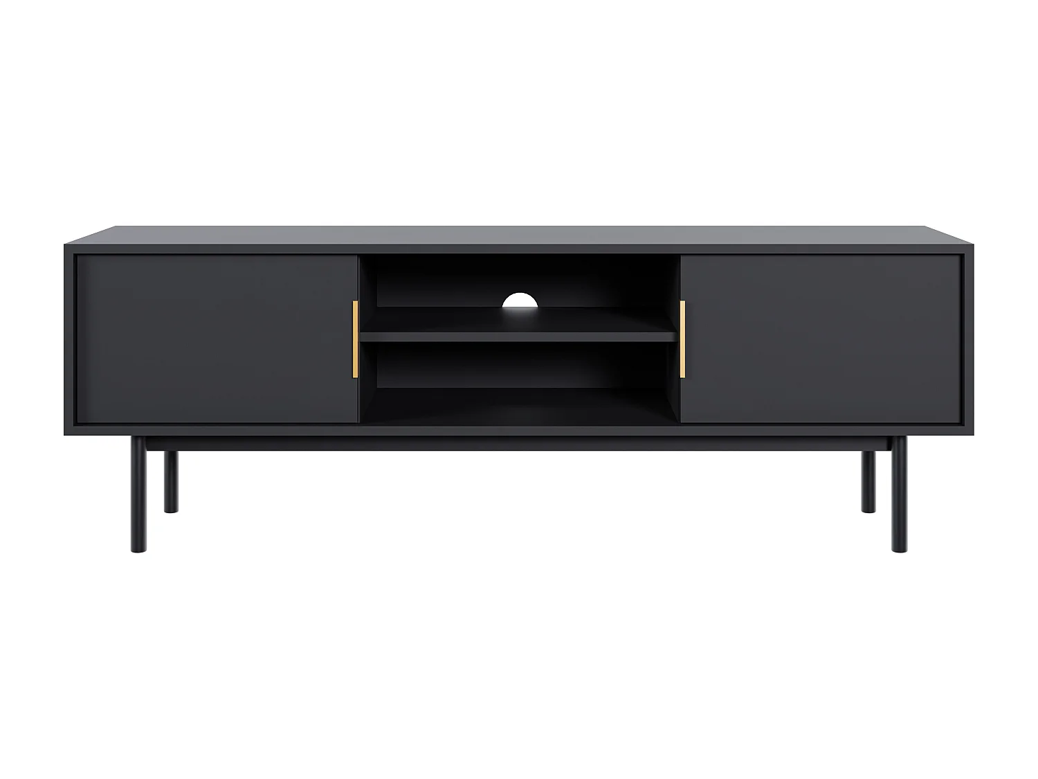 Meuble TV avec 2 portes et 2 niches - Noir - DABRIANA