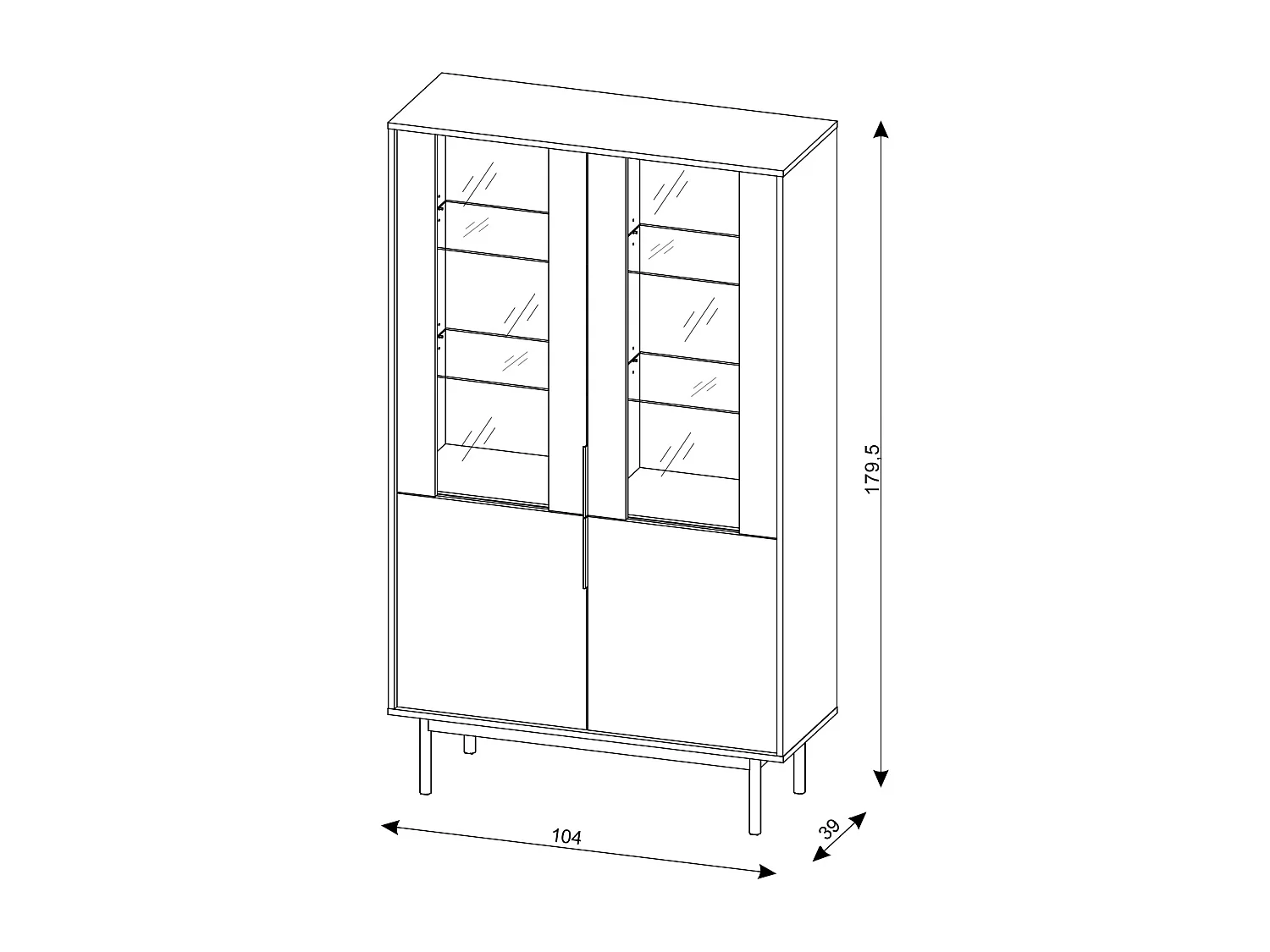 Vitrin med 2 dörrar - Beige - DABRIANA