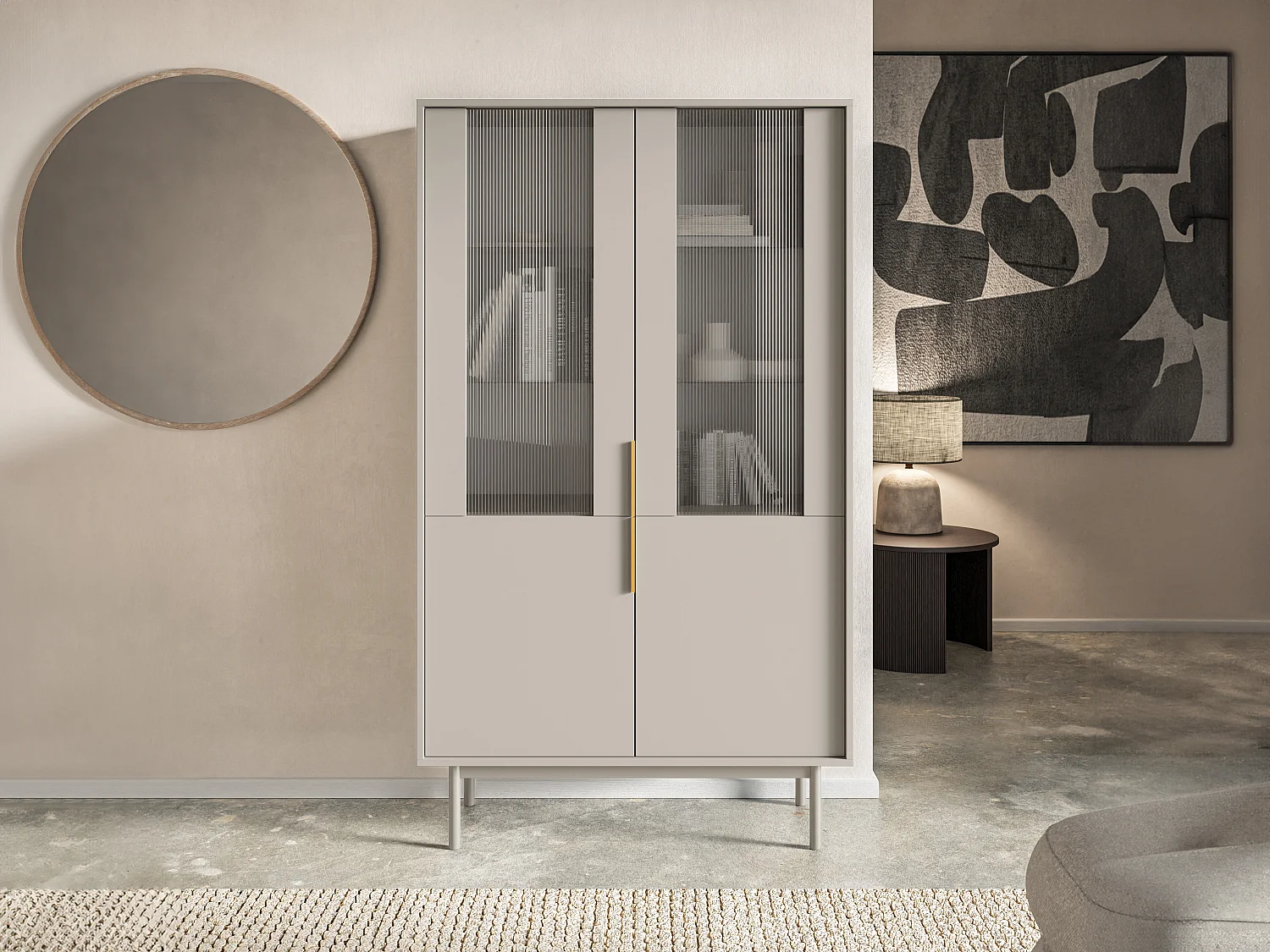 Vitrin med 2 dörrar - Beige - DABRIANA