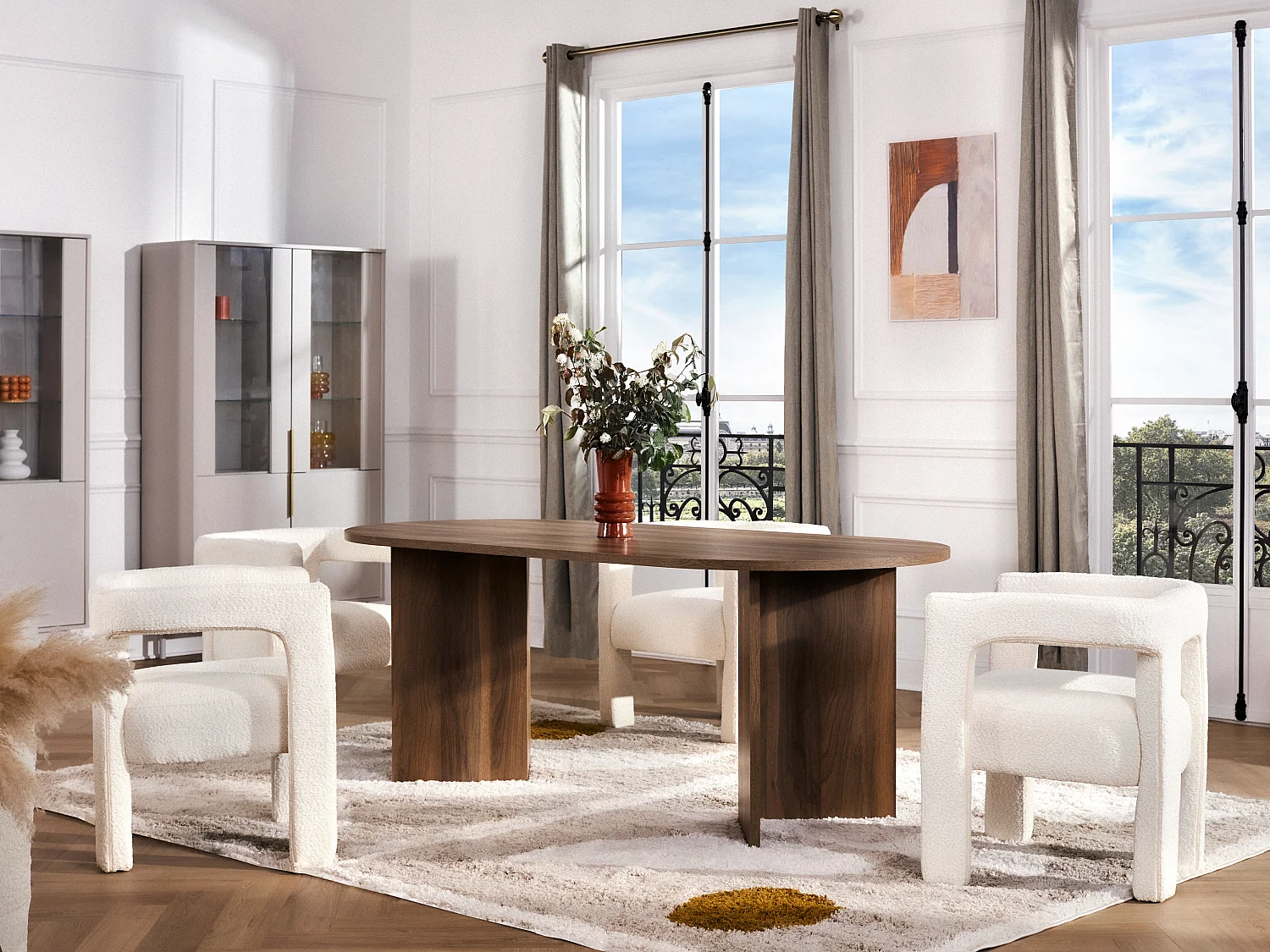 Vitrin med 2 dörrar - Beige - DABRIANA