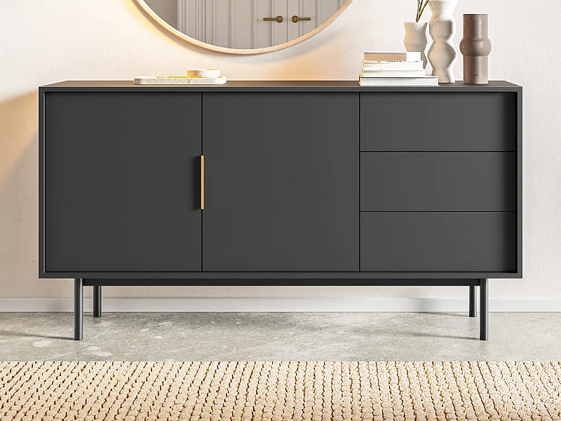 Sideboard mit 2 Türen & 3 Schubladen - Schwarz - DABRIANA
