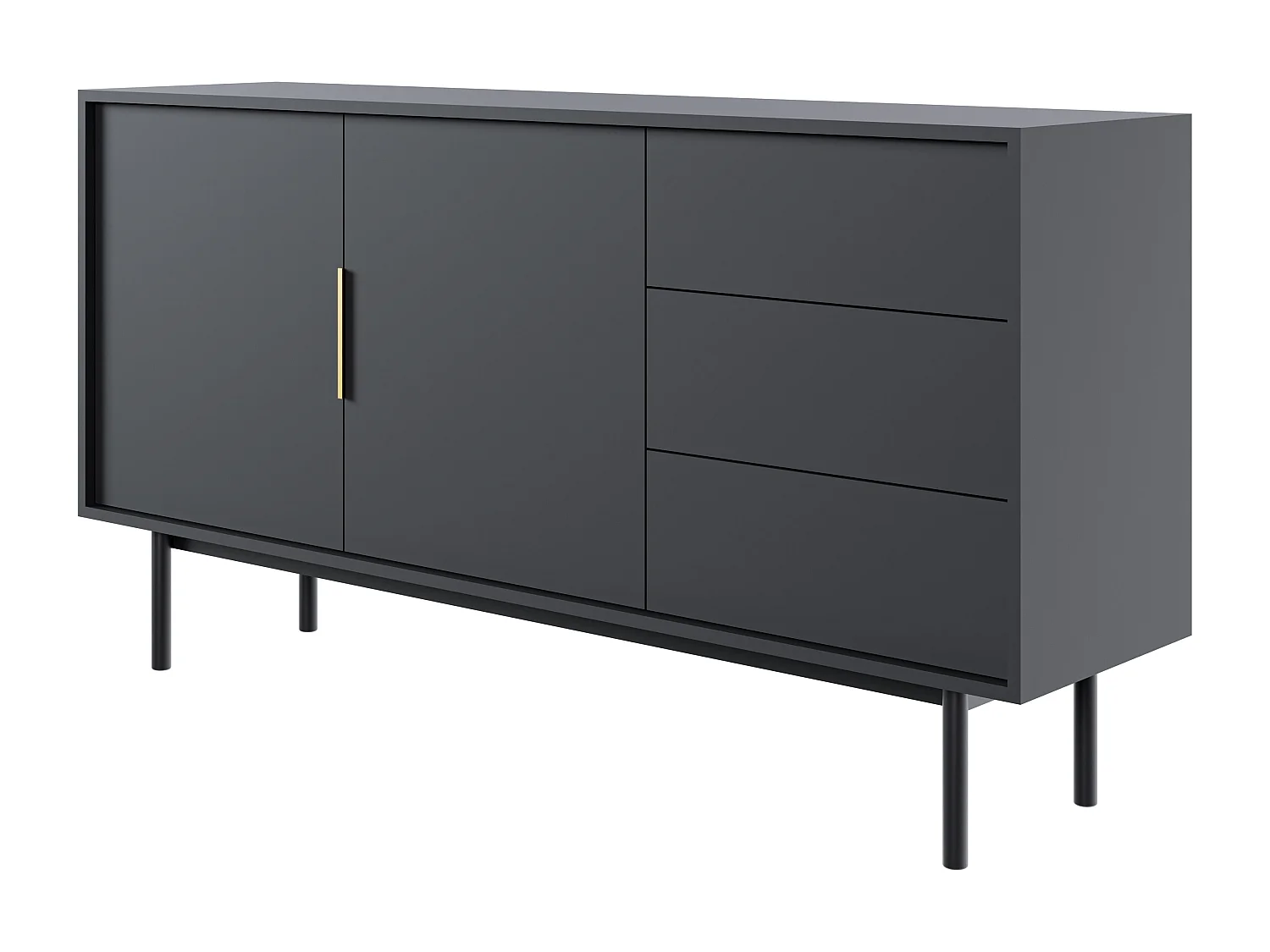 Sideboard mit 2 Türen & 3 Schubladen - Schwarz - DABRIANA