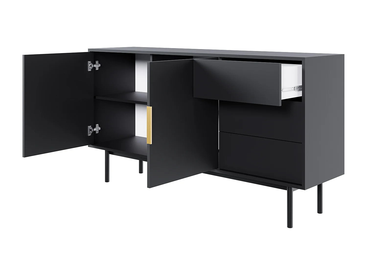 Sideboard mit 2 Türen & 3 Schubladen - Schwarz - DABRIANA