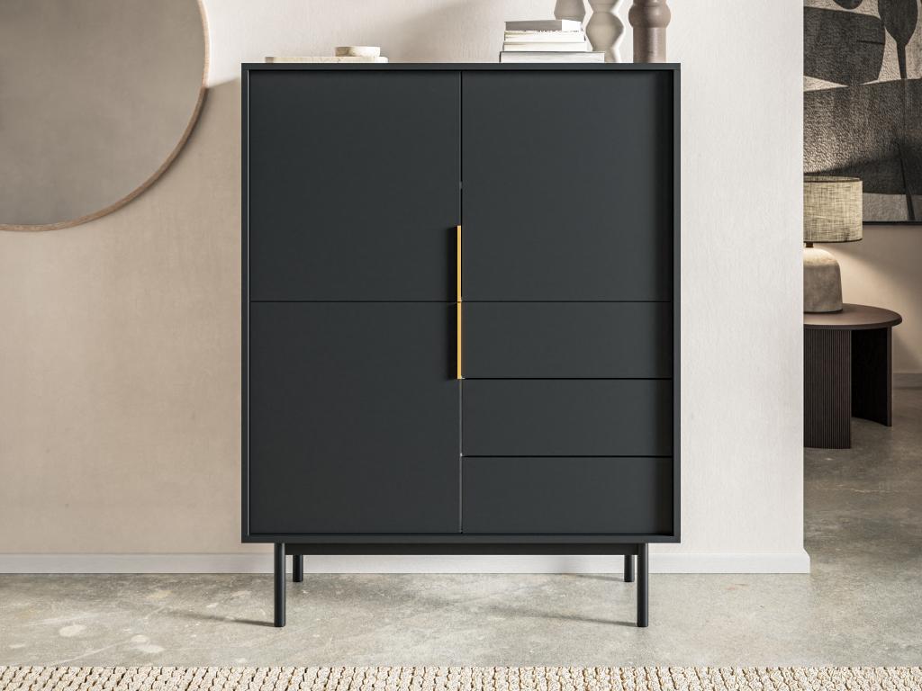 Buffet haut avec 3 portes et 3 tiroirs - Noir - DABRIANA