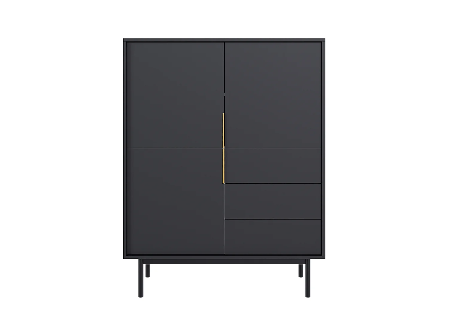Aparador alto com 3 portas e 3 gavetas preto - DABRIANA