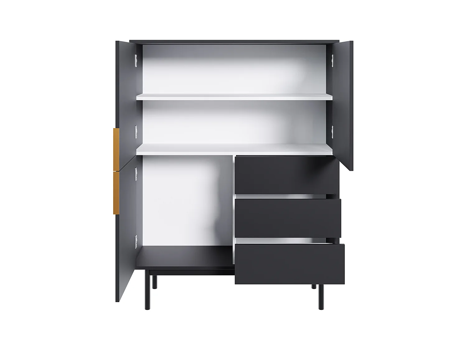 Aparador alto com 3 portas e 3 gavetas preto - DABRIANA