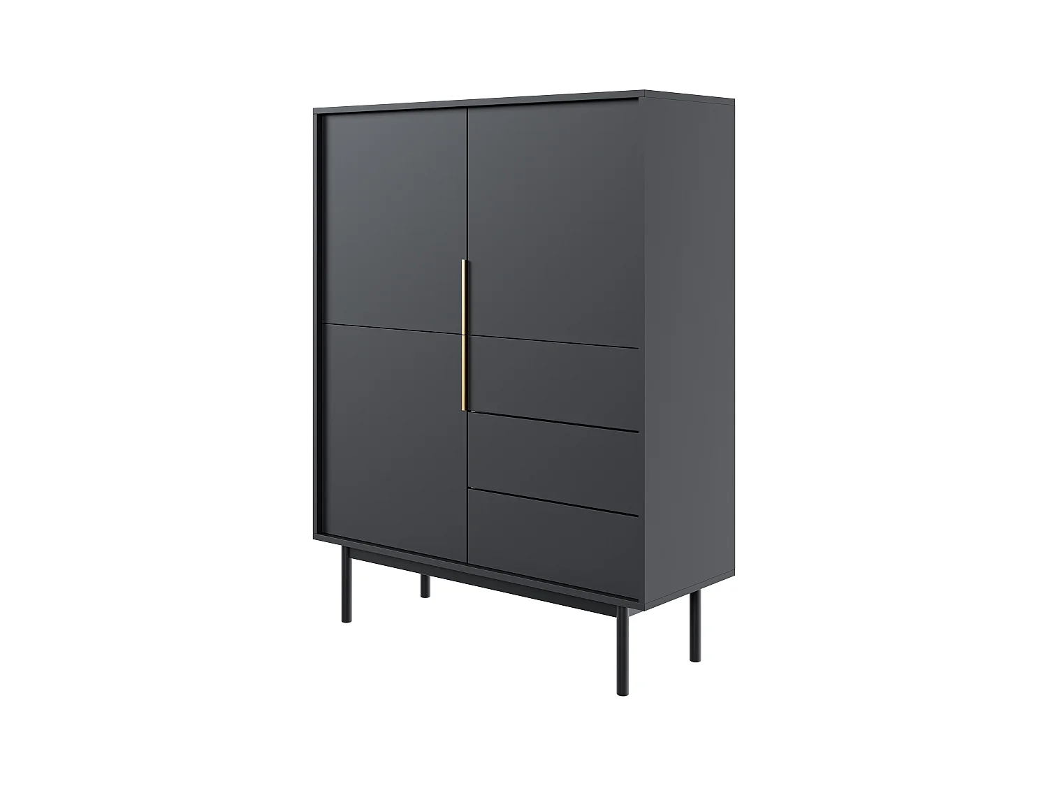 Aparador alto com 3 portas e 3 gavetas preto - DABRIANA