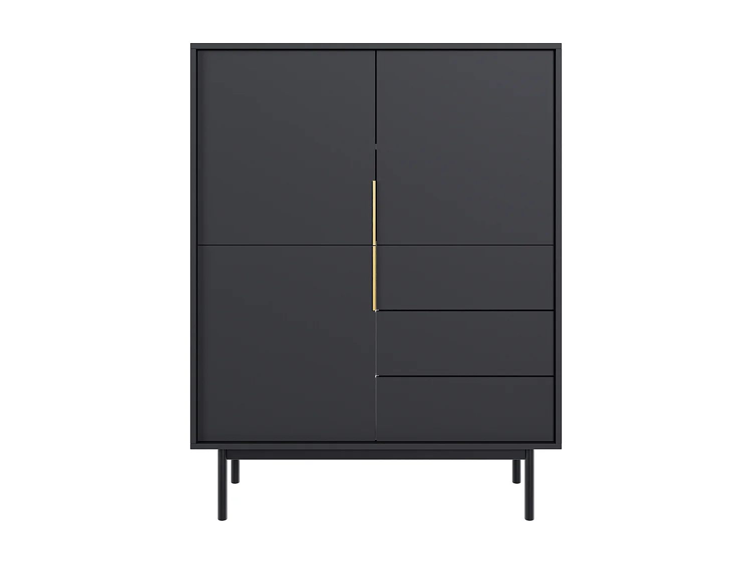 Hoge buffetkast met 3 deurtjes en 3 lades - Zwart - DABRIANA