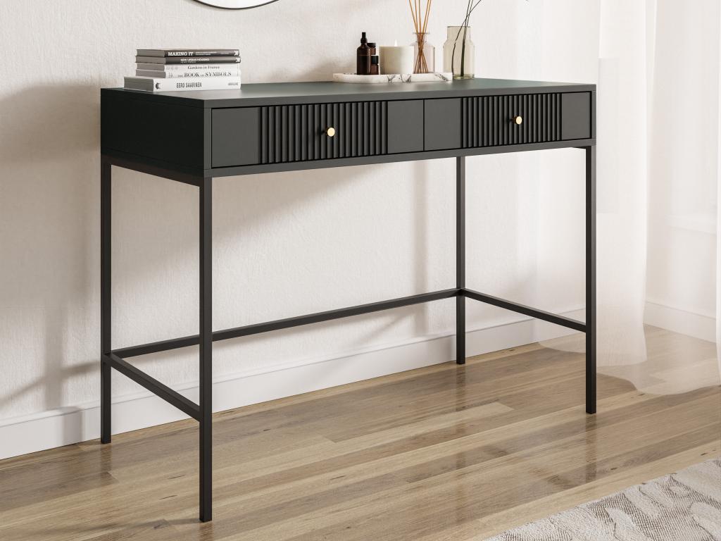 Console avec 2 tiroirs en MDF - Noir - DEMASIA