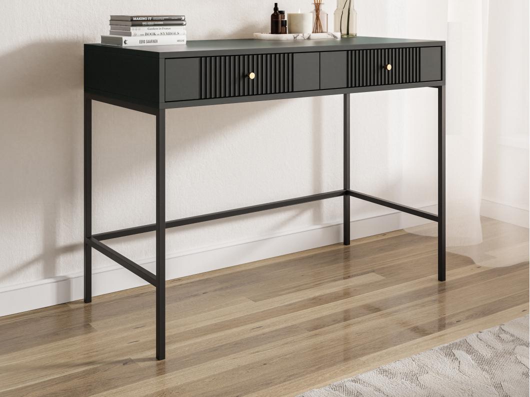 Wandkonsole mit 2 Schubladen - MDF - Schwarz - DEMASIA