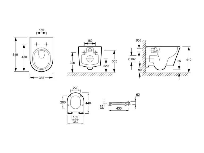 WC suspendu sans bride JACOB DELAFON Bastille caréné + abattant