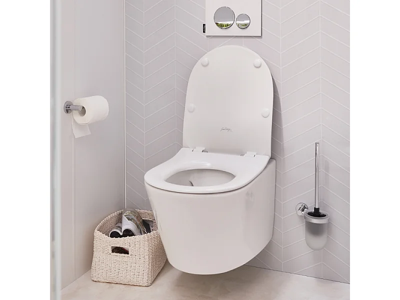 Cuvette WC suspendu sans bride JACOB DELAFON Bastille avec abattant frein de chute et déclipsable