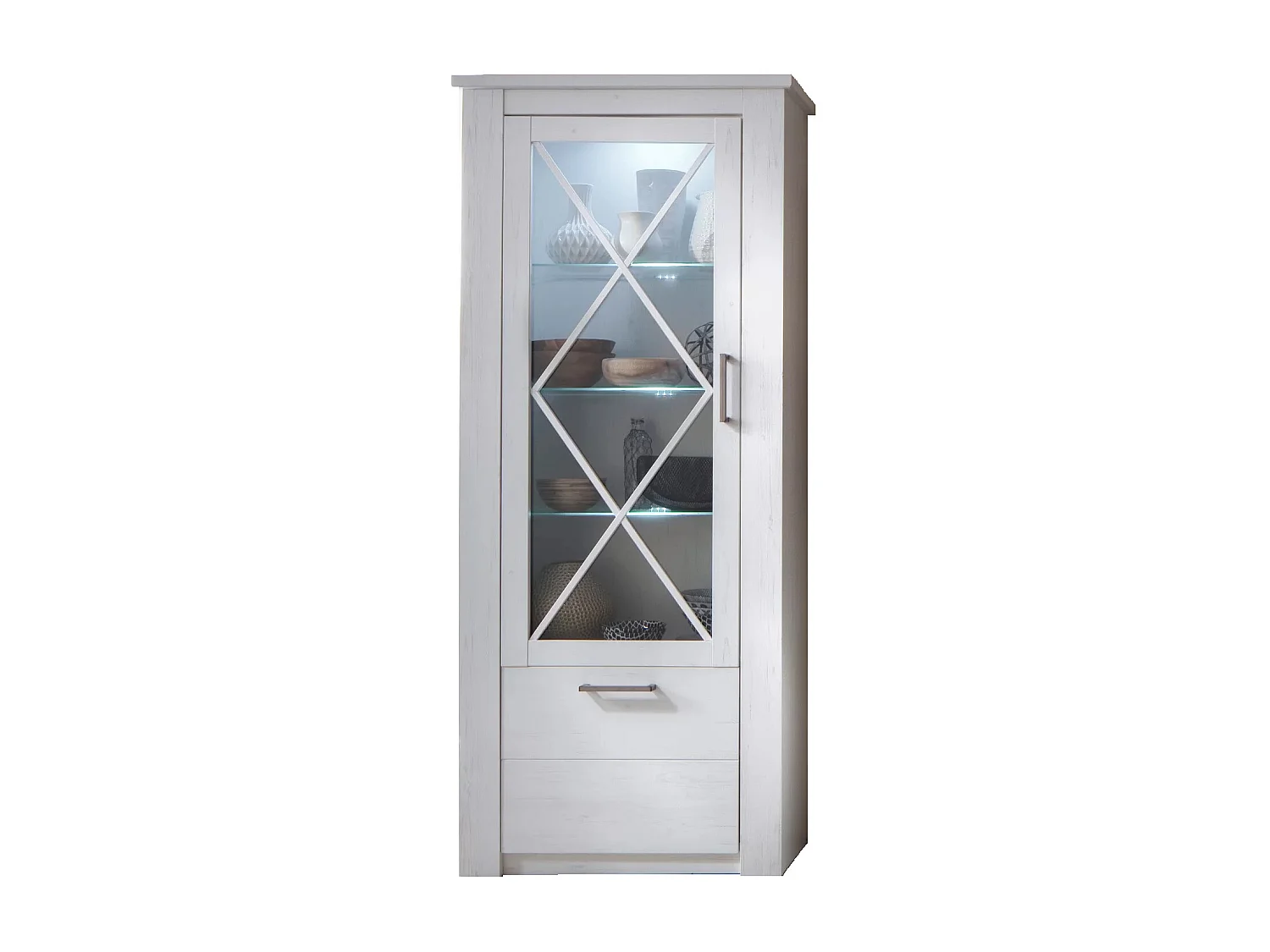 Vitrine 2 portes mélaminé blanc Aria