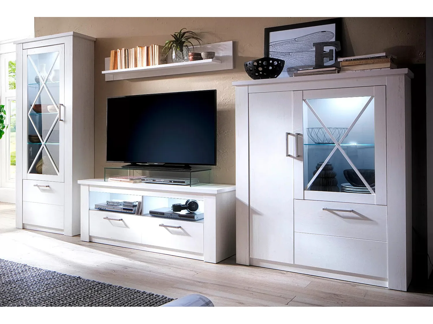 Vitrine 2 portes mélaminé blanc Aria