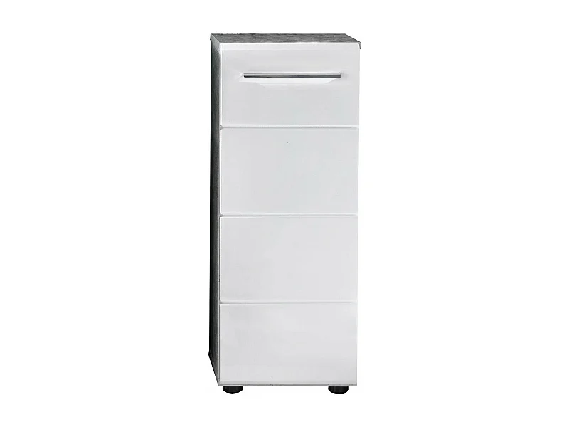 Meuble de salle de bain. - Meuble bas de salle de bain en mélaminé blanc brillant et gris. L-H-P :32-82-28cm