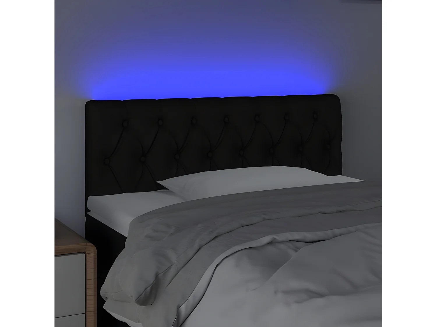 LED - Kopfteil für Bett | Bett-Kopfteil Schwarz 90x7x78/88 cm Stoff -MN425170