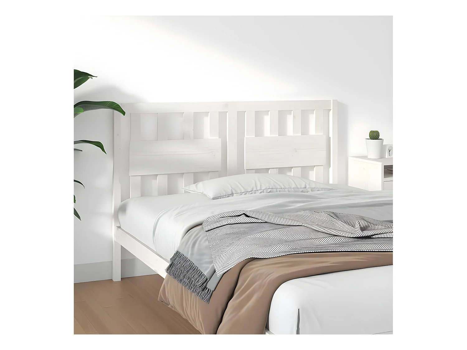 Kopfteil für Bett | Bett-Kopfteil Weiß 140,5x4x100 cm Massivholz Kiefer -MN834707