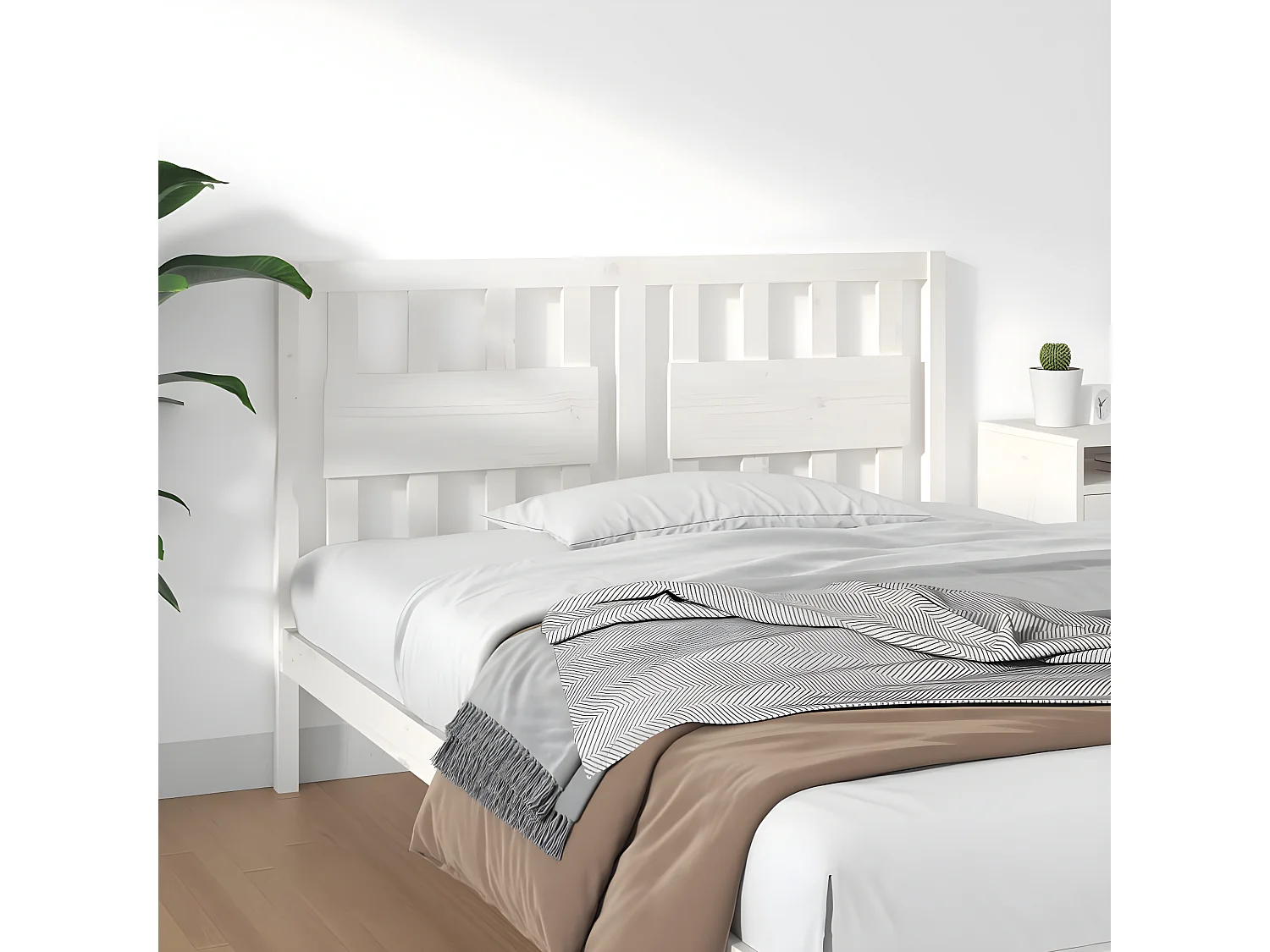 Kopfteil für Bett | Bett-Kopfteil Weiß 140,5x4x100 cm Massivholz Kiefer -MN834707