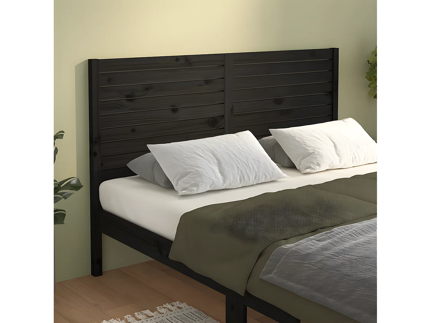 Kopfteil für Bett | Bett-Kopfteil Schwarz 166x4x100 cm Massivholz Kiefer -MN446832