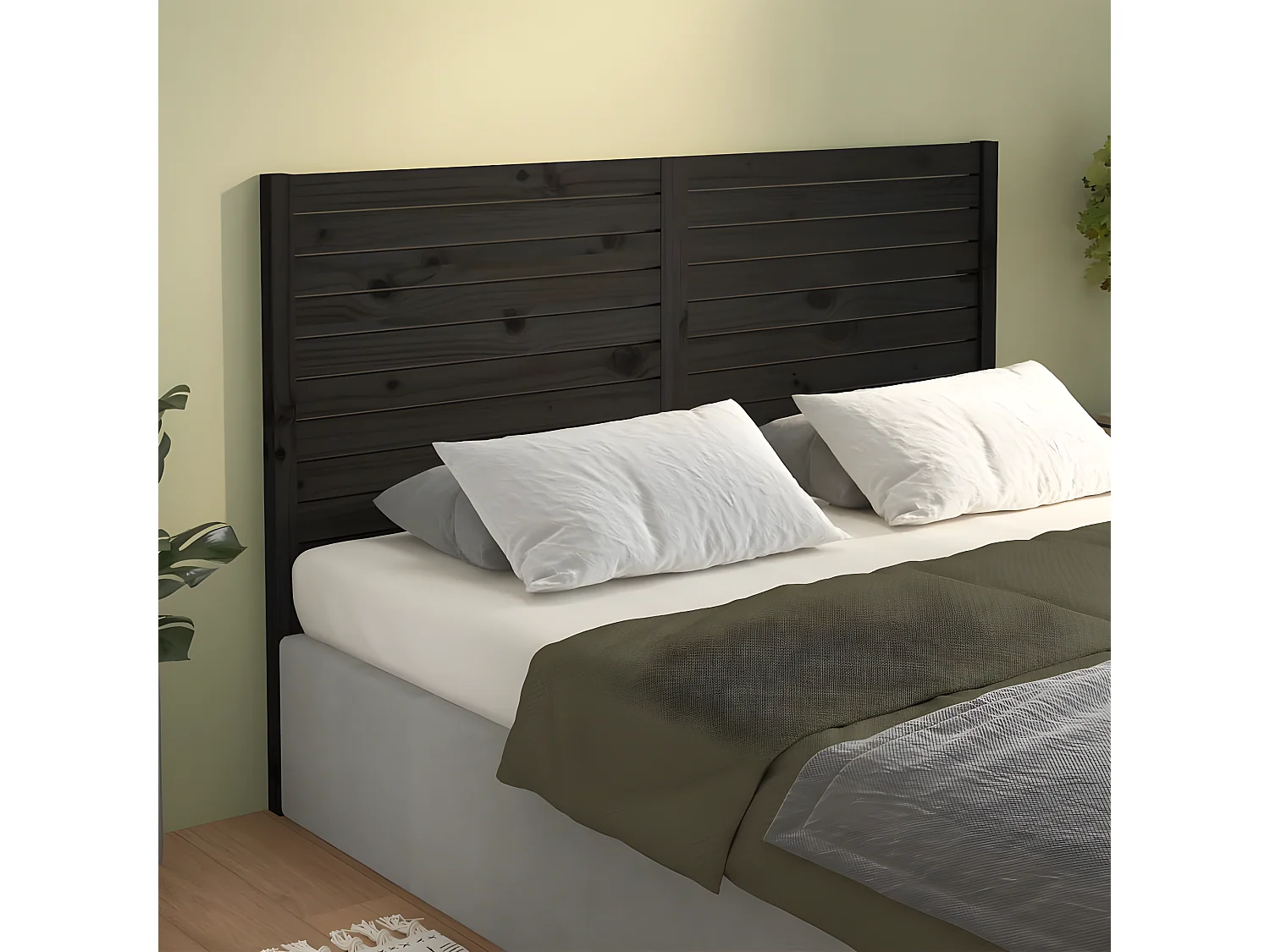 Kopfteil für Bett | Bett-Kopfteil Schwarz 166x4x100 cm Massivholz Kiefer -MN446832