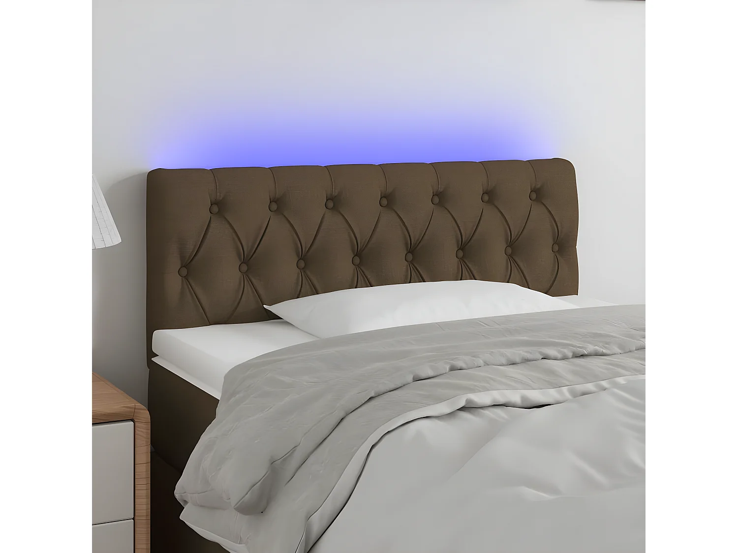 LED - Kopfteil für Bett | Bett-Kopfteil Dunkelbraun 100x7x78/88 cm Stoff -MN500156