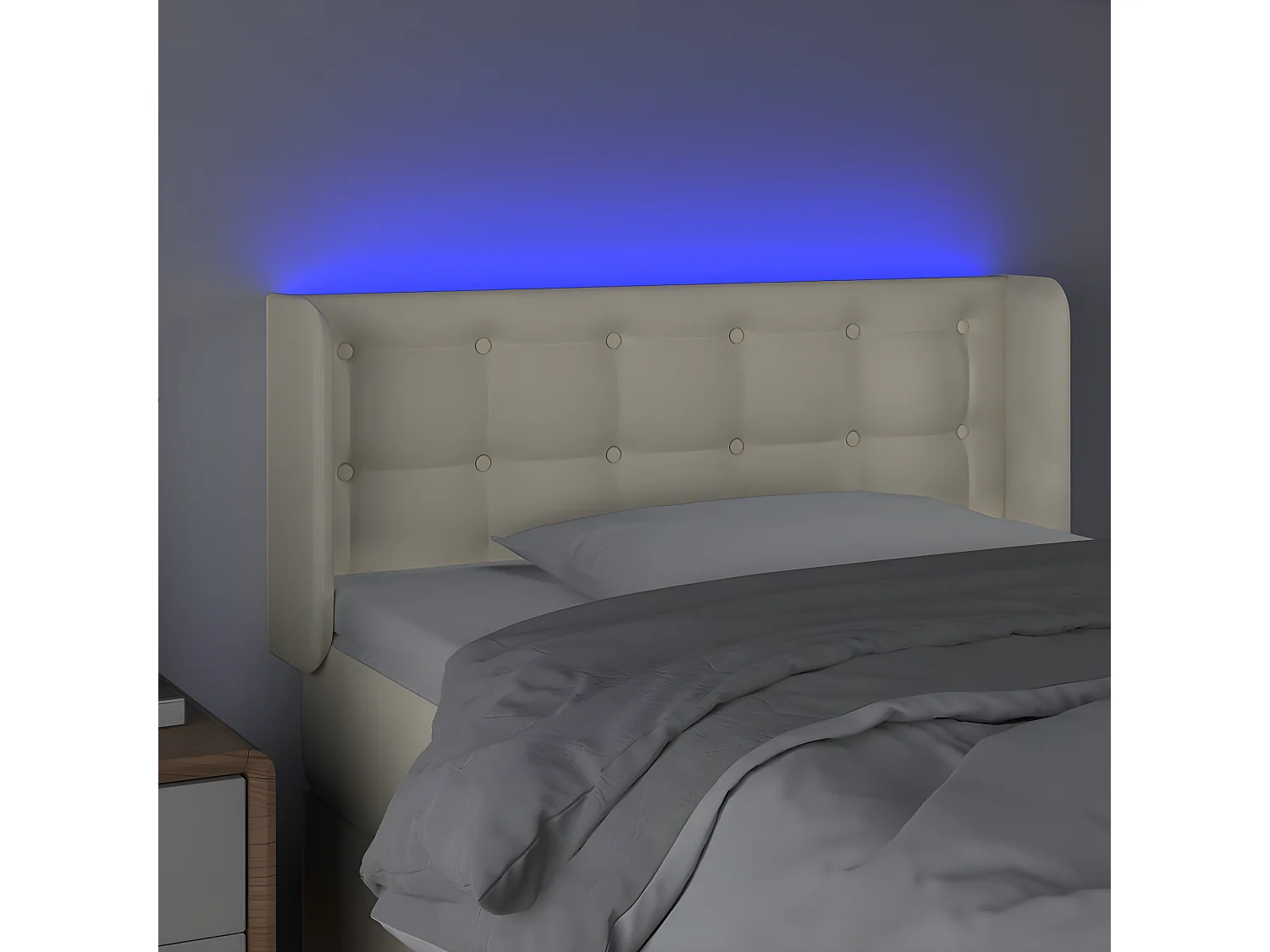 LED - Kopfteil für Bett | Bett-Kopfteil Creme 83x16x78/88 cm Kunstleder -MN298476