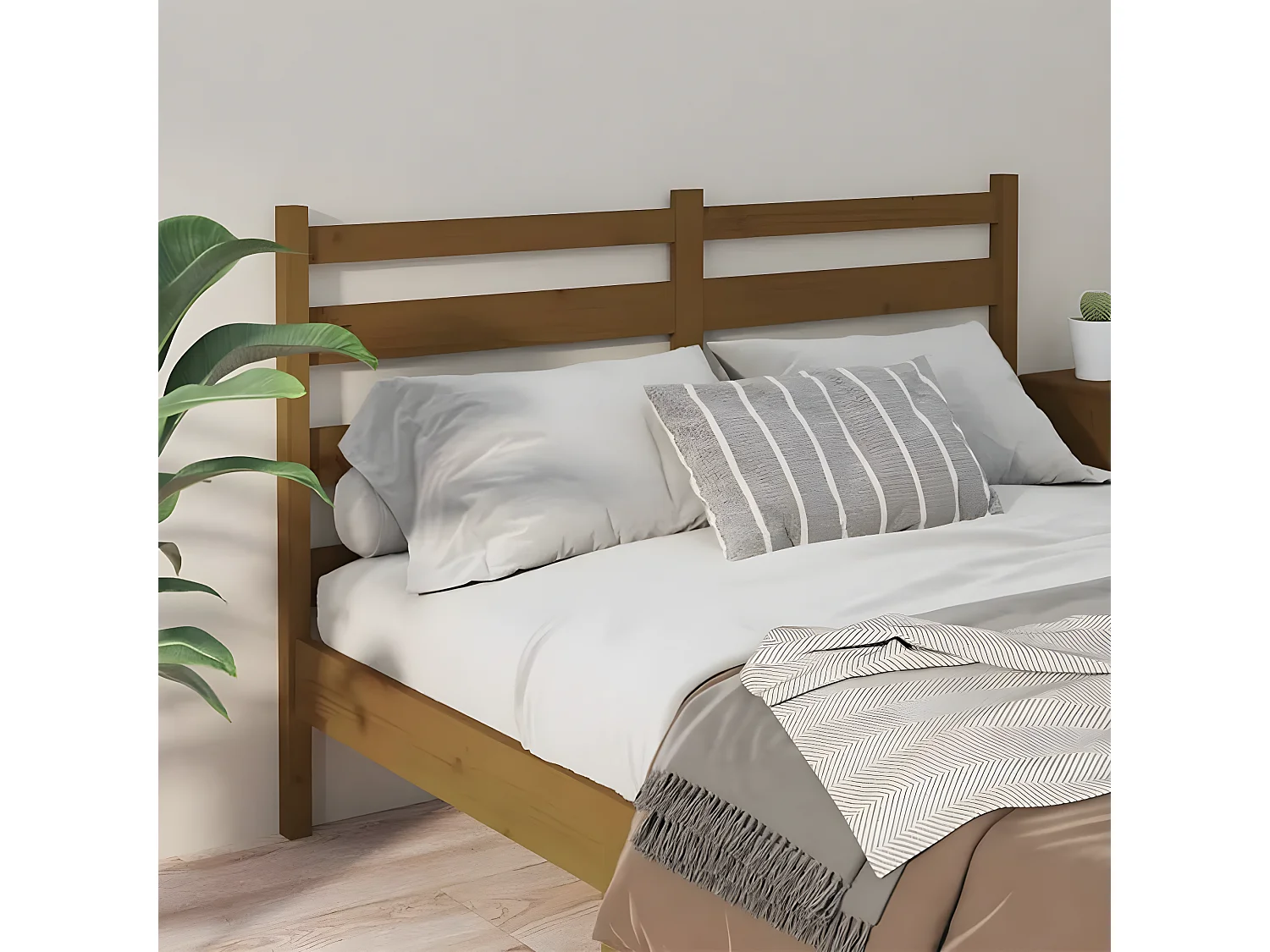 Kopfteil für Bett | Bett-Kopfteil Honigbraun 126x4x100 cm Massivholz Kiefer -MN529267