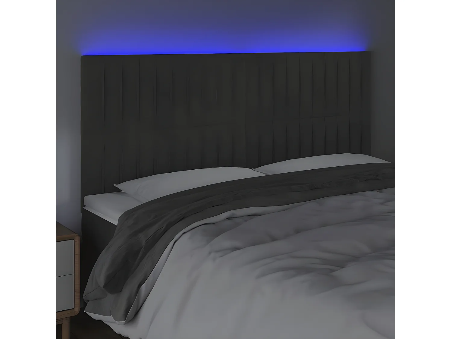 LED - Kopfteil für Bett | Bett-Kopfteil Dunkelgrau 180x5x118/128 cm Samt -MN637631