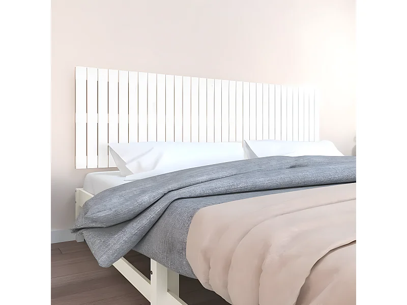 Wand-Kopfteil für Bett | Bett-Kopfteil Weiß 204x3x60 cm Massivholz Kiefer -MN769394