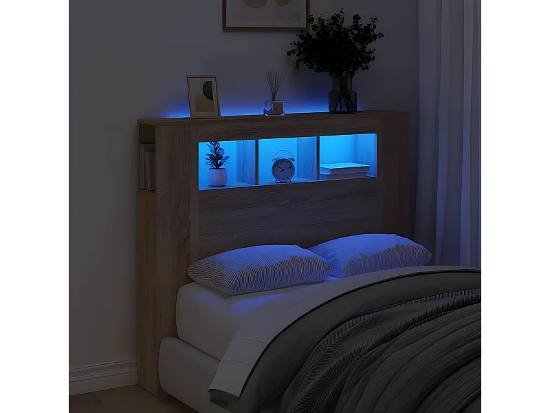 LED-Kopfteil für Bett | Bett-Kopfteil Sonoma Eiche 120x18,5x103,5 cm Holzwerkstoff -MN530852