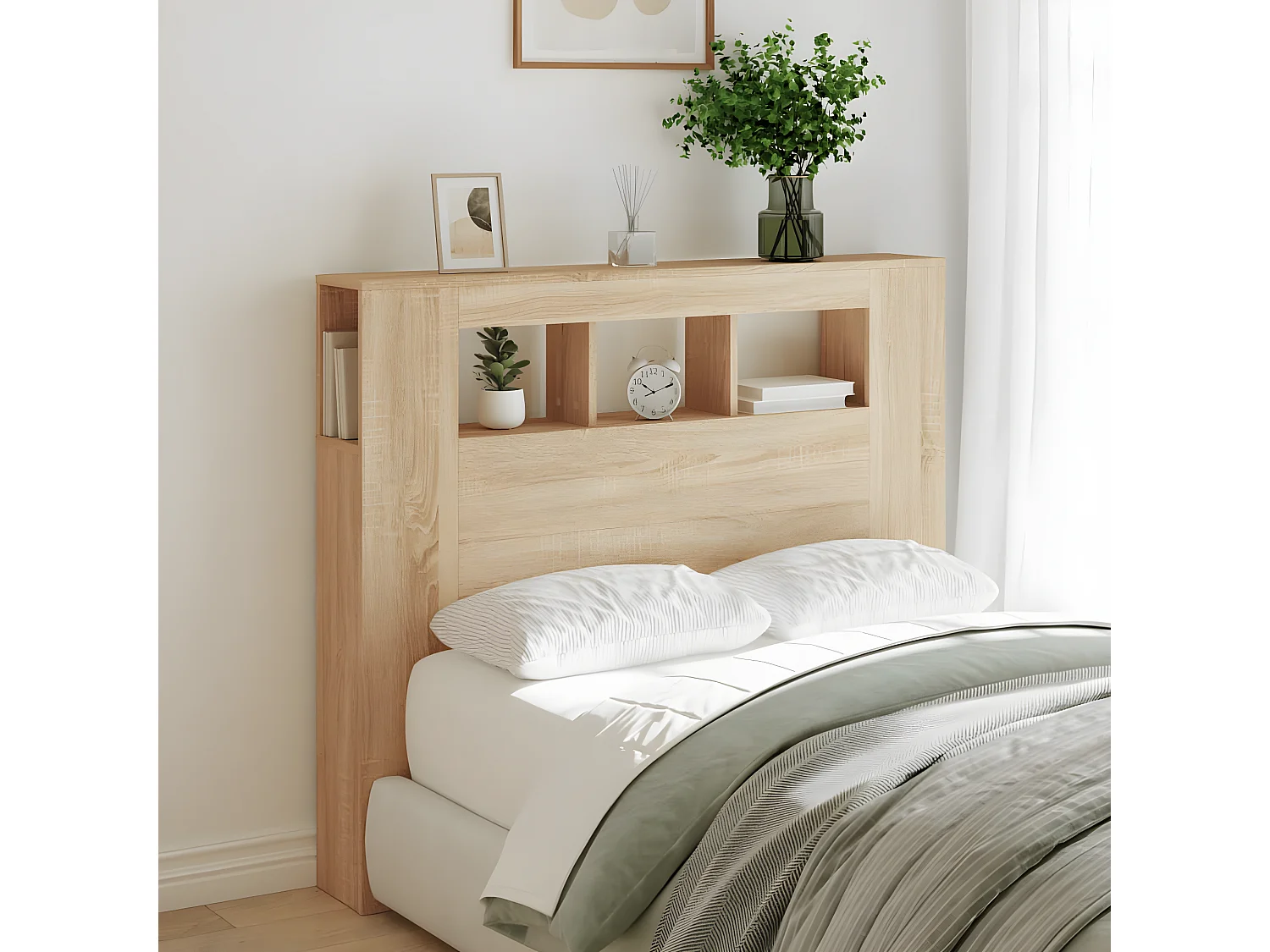 LED-Kopfteil für Bett | Bett-Kopfteil Sonoma Eiche 120x18,5x103,5 cm Holzwerkstoff -MN530852