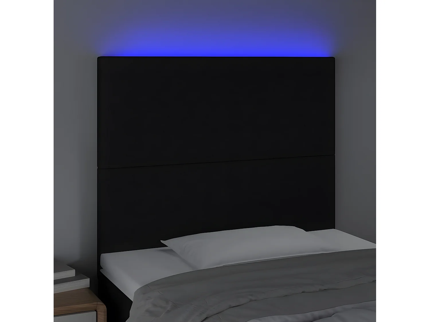 LED - Kopfteil für Bett | Bett-Kopfteil Schwarz 90x5x118/128 cm Stoff -MN714619