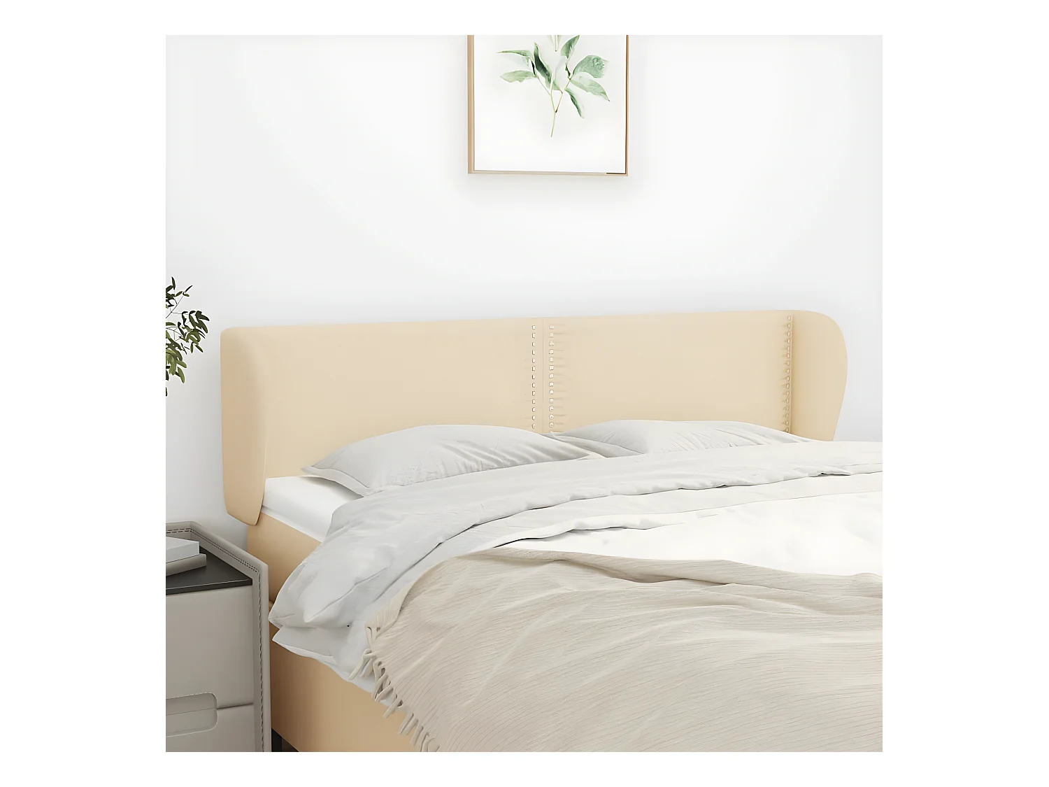 Kopfteil für Bett | Bett-Kopfteil mit Ohren Creme 147x23x78/88 cm Stoff -MN438387