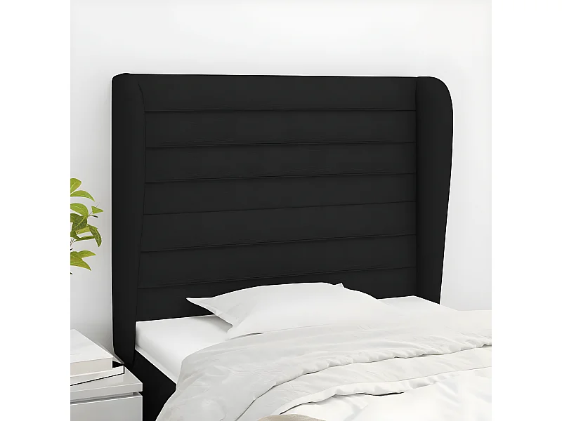 Kopfteil für Bett | Bett-Kopfteil mit Ohren Schwarz 103x23x118/128 cm Stoff -MN163047
