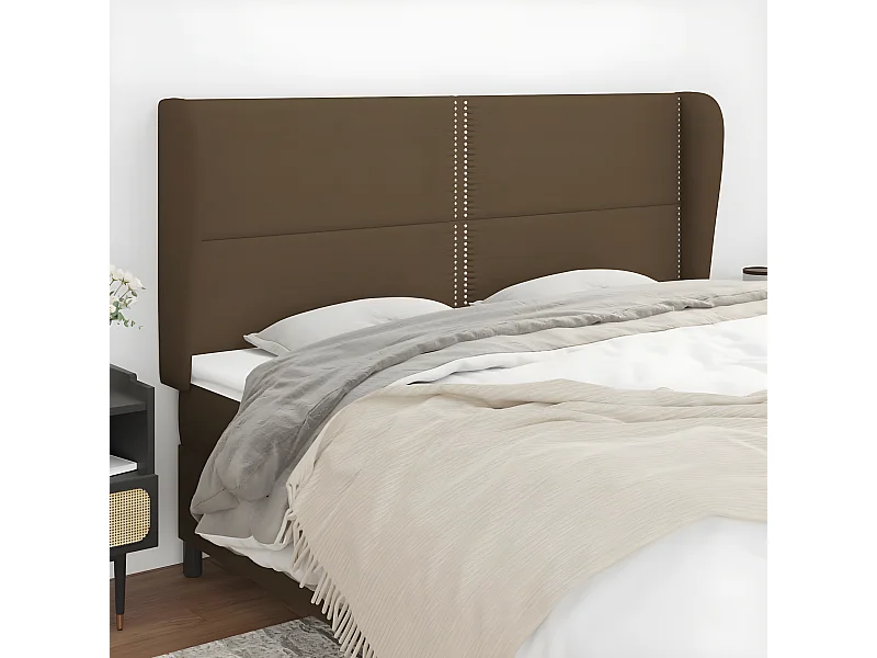 Kopfteil für Bett | Bett-Kopfteil mit Ohren Dunkelbraun 183x23x118/128 cm Stoff -MN573188