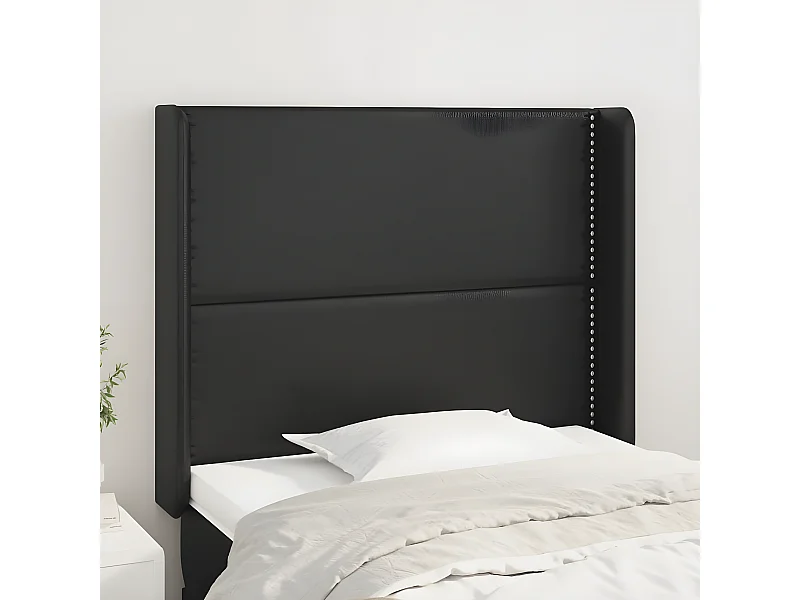 Kopfteil für Bett | Bett-Kopfteil mit Ohren Schwarz 93x16x118/128 cm Kunstleder -MN719639