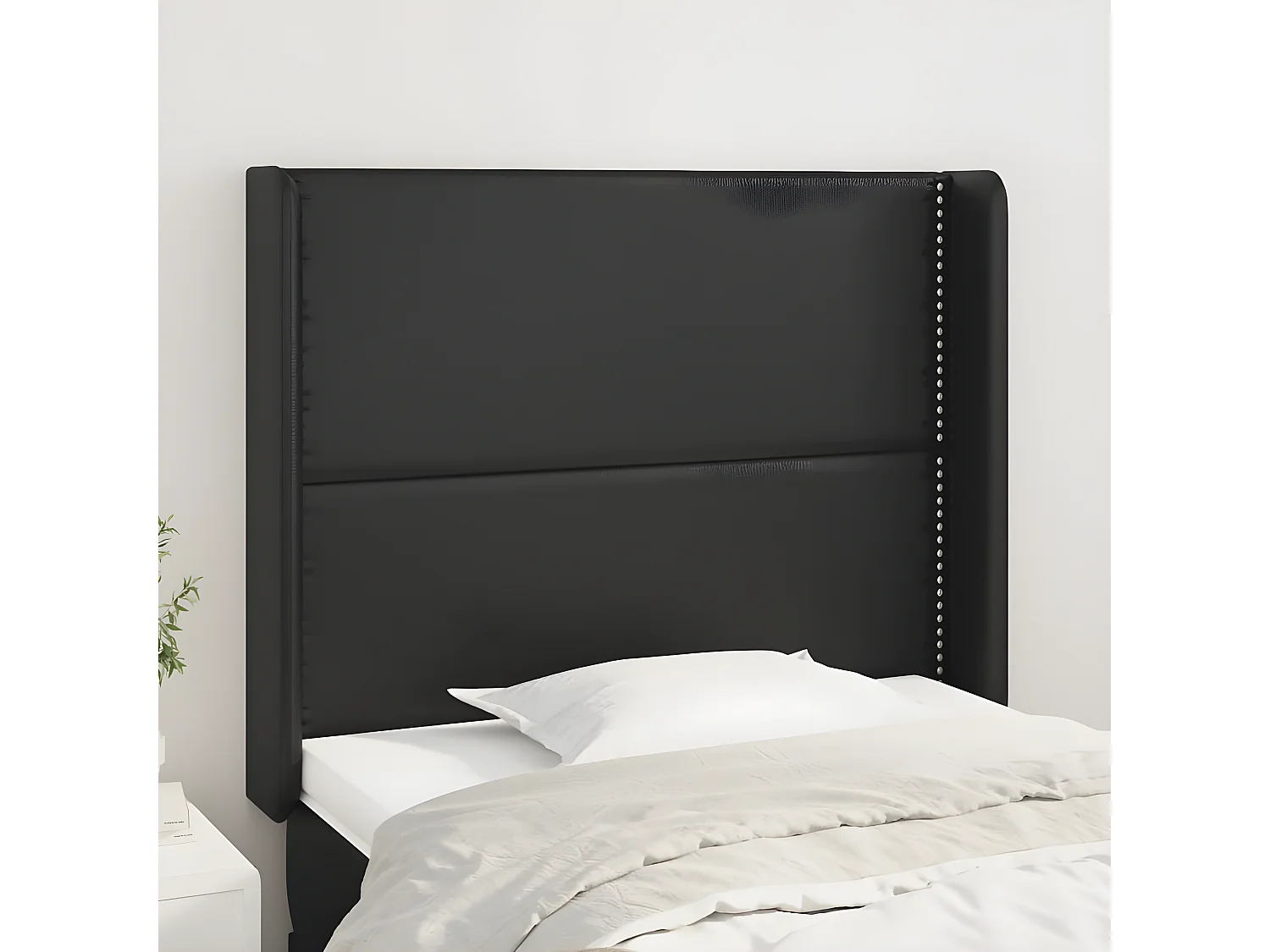 Kopfteil für Bett | Bett-Kopfteil mit Ohren Schwarz 93x16x118/128 cm Kunstleder -MN719639
