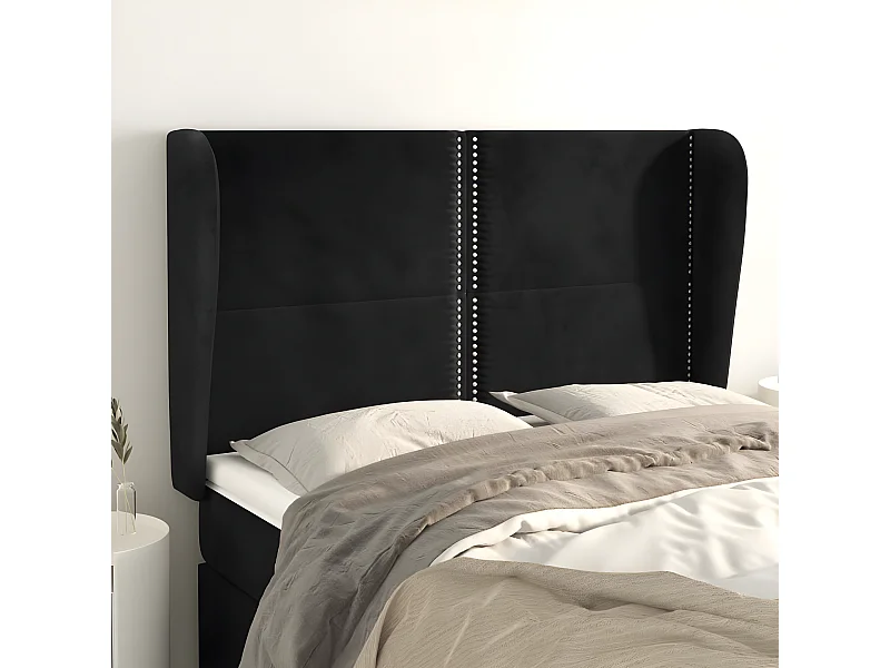 Kopfteil für Bett | Bett-Kopfteil mit Ohren Schwarz 147x23x118/128 cm Samt -MN256849