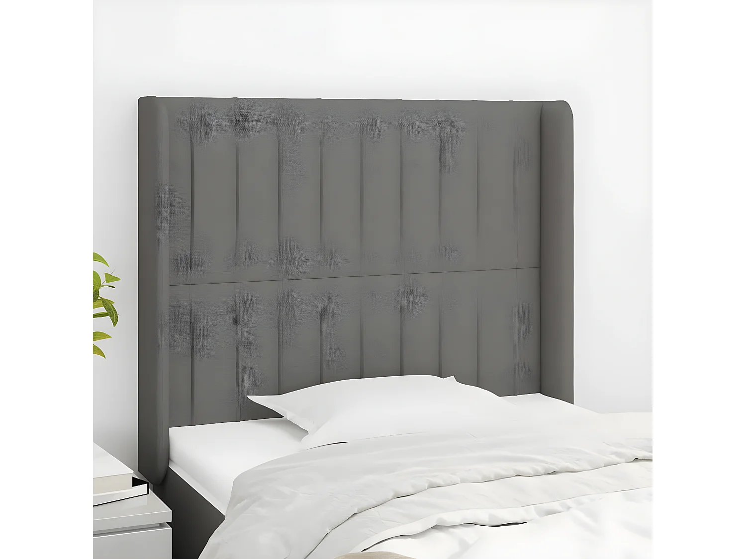 Kopfteil für Bett | Bett-Kopfteil mit Ohren Dunkelgrau 93x16x118/128 cm Stoff -MN595672