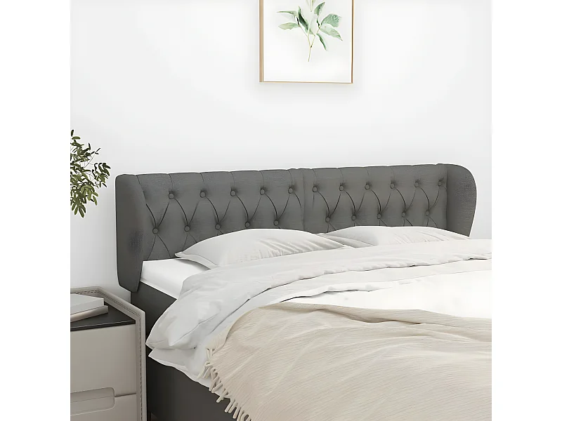 Kopfteil für Bett | Bett-Kopfteil mit Ohren Dunkelgrau 163x23x78/88 cm Stoff -MN243660