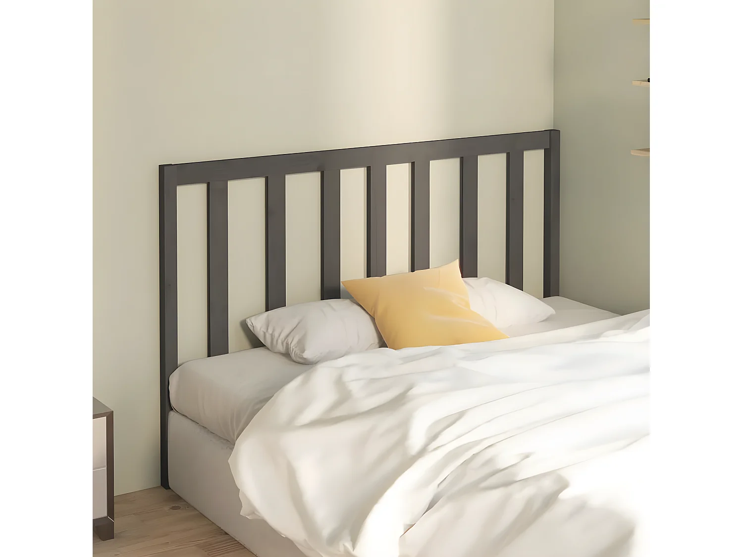 Kopfteil für Bett | Bett-Kopfteil Grau 156x4x100 cm Massivholz Kiefer -MN538702