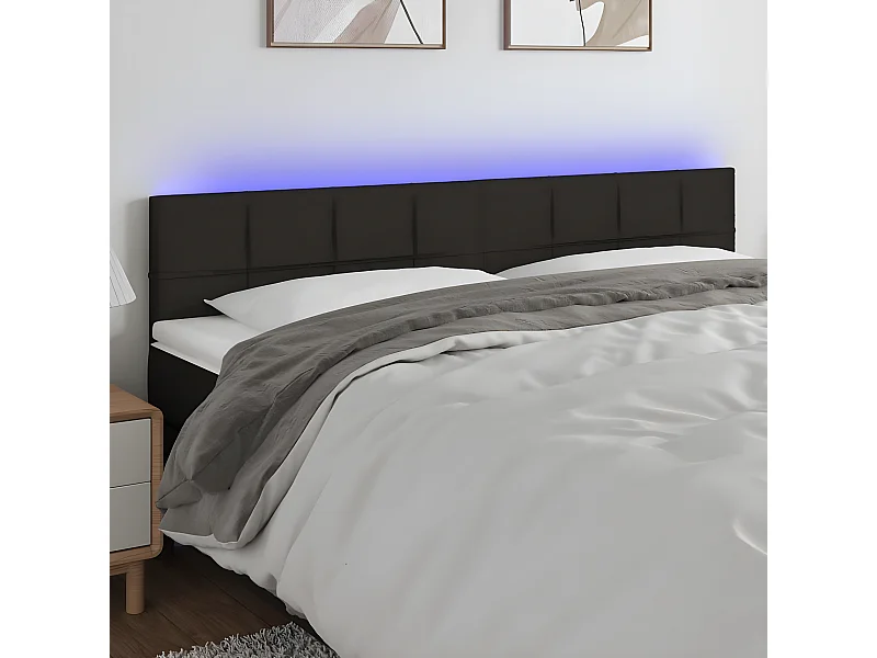 LED - Kopfteil für Bett | Bett-Kopfteil Schwarz 160x5x78/88 cm Stoff -MN119438