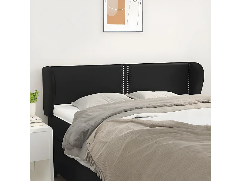 Kopfteil für Bett | Bett-Kopfteil mit Ohren Schwarz 147x23x78/88 cm Kunstleder -MN543161