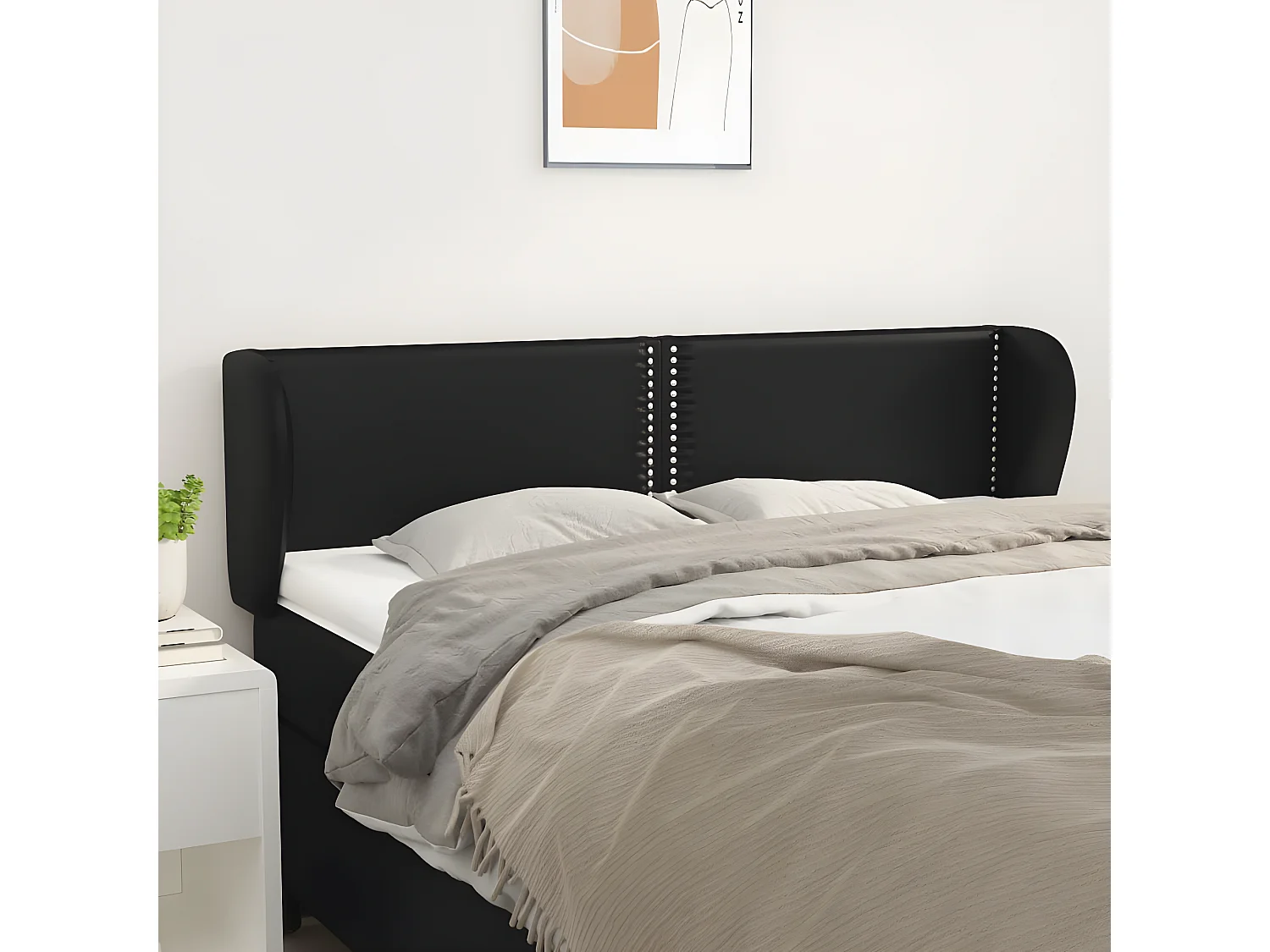 Kopfteil für Bett | Bett-Kopfteil mit Ohren Schwarz 147x23x78/88 cm Kunstleder -MN543161