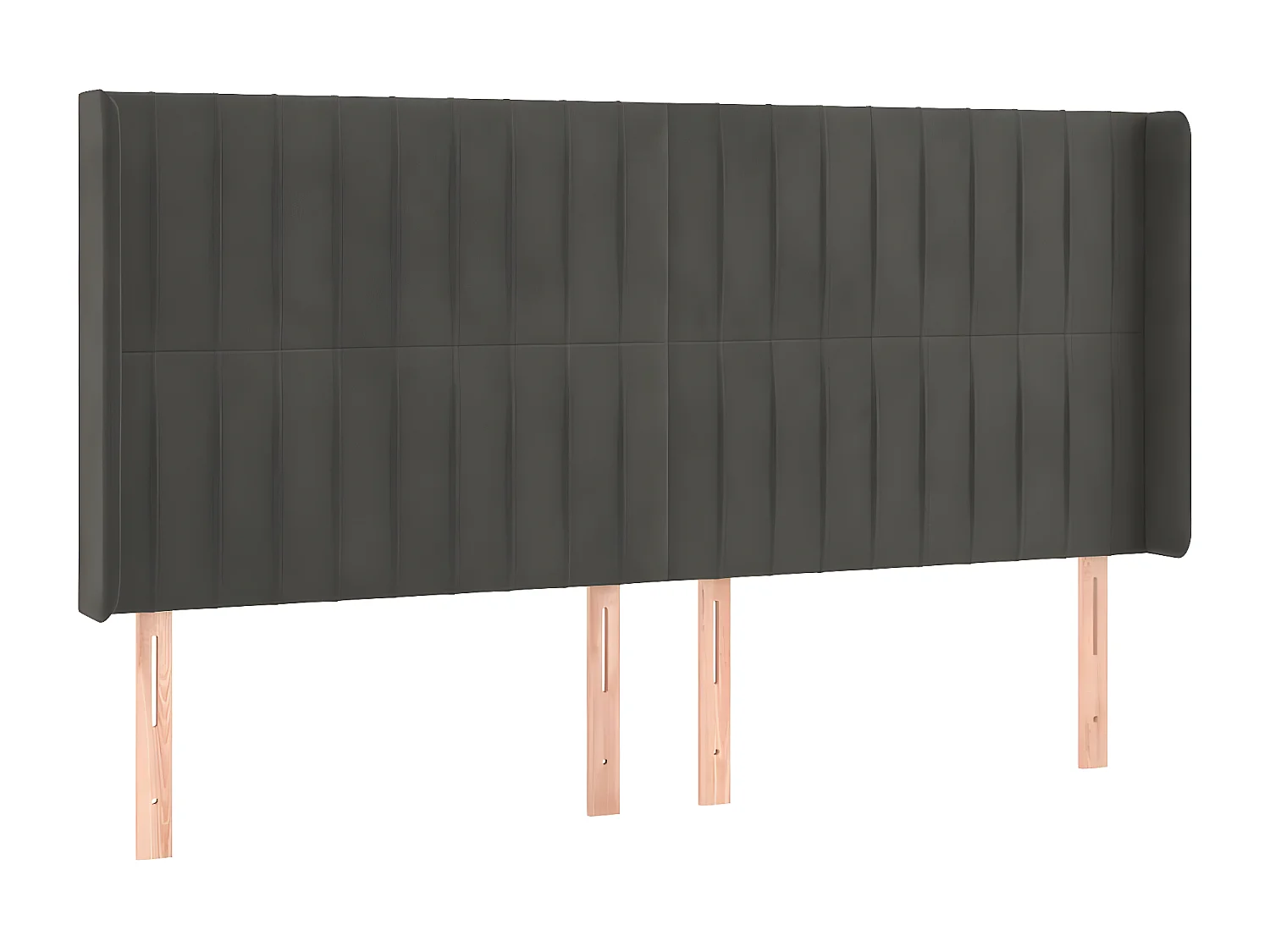 Kopfteil für Bett | Bett-Kopfteil mit Ohren Dunkelgrau 203x16x118/128 cm Samt -MN776398