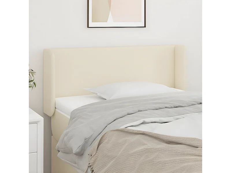 Kopfteil für Bett | Bett-Kopfteil mit Ohren Creme 93x16x78/88 cm Kunstleder -MN463740