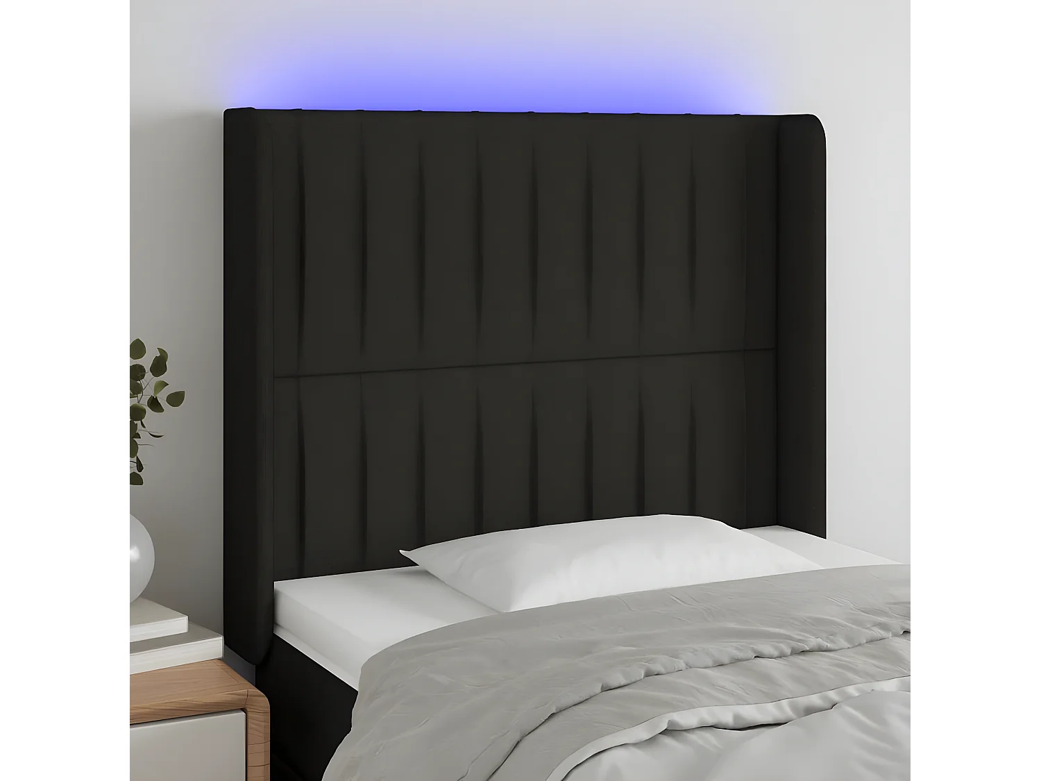LED - Kopfteil für Bett | Bett-Kopfteil Schwarz 93x16x118/128 cm Stoff -MN441997