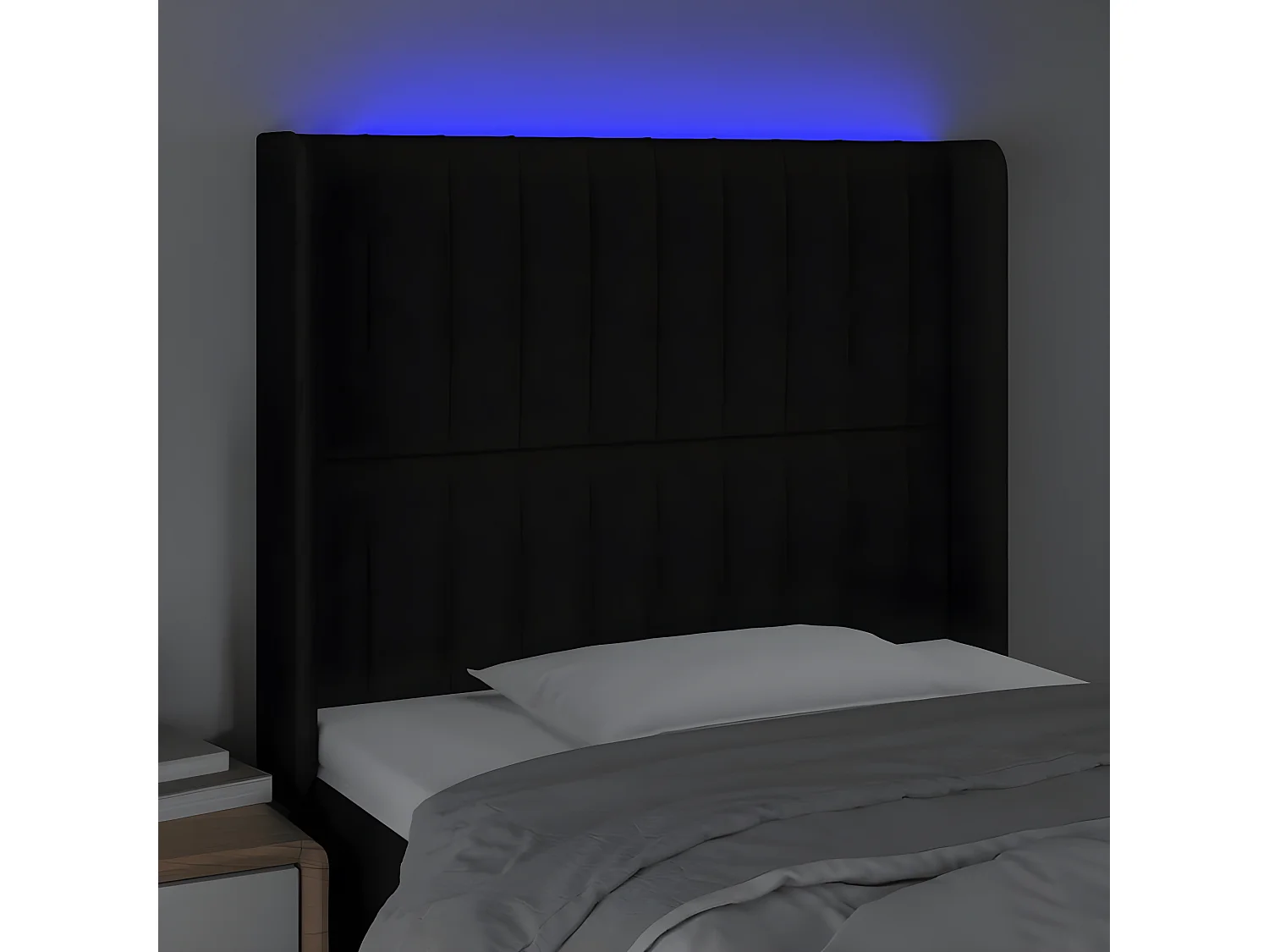 LED - Kopfteil für Bett | Bett-Kopfteil Schwarz 93x16x118/128 cm Stoff -MN441997